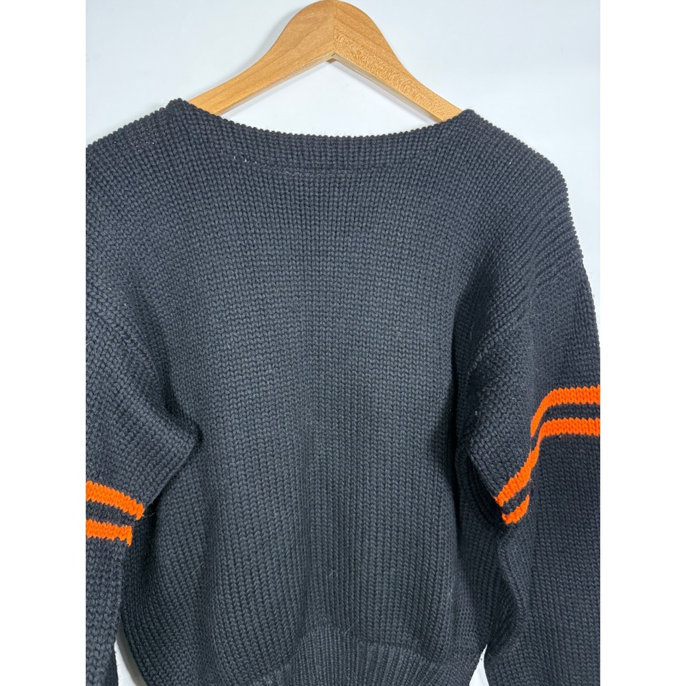 Vintage Princeton Sweaters All Wool Black Orange Stripe Varsity Knit Mens 50s 60 - Picture 5 of 9